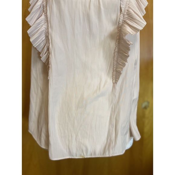 Joie Silk Pleated -Ruffle Blouse Top Size  L - Picture 9 of 15